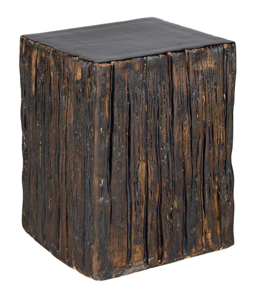 Seasonal Living The Stump Matte Wood Glaze Ceramic Patio Stool