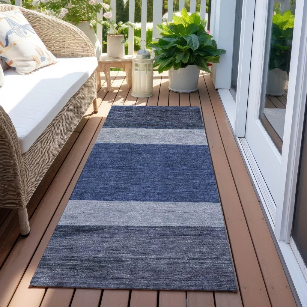 LOOMLAN Rugs Chantissa Blue Washable Indoor-Outdoor Rug
