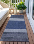 LOOMLAN Rugs Chantissa Blue Washable Indoor-Outdoor Rug