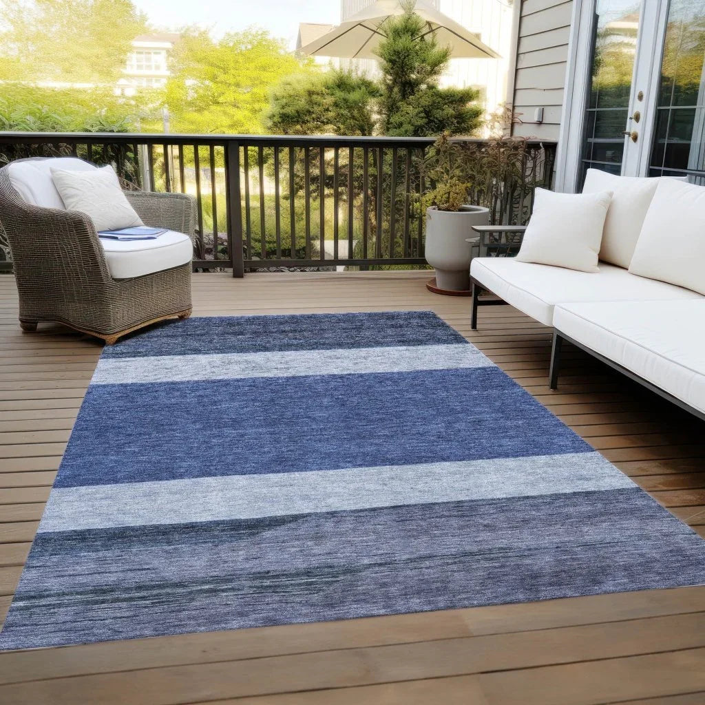 LOOMLAN Rugs Chantissa Blue Washable Indoor-Outdoor Rug
