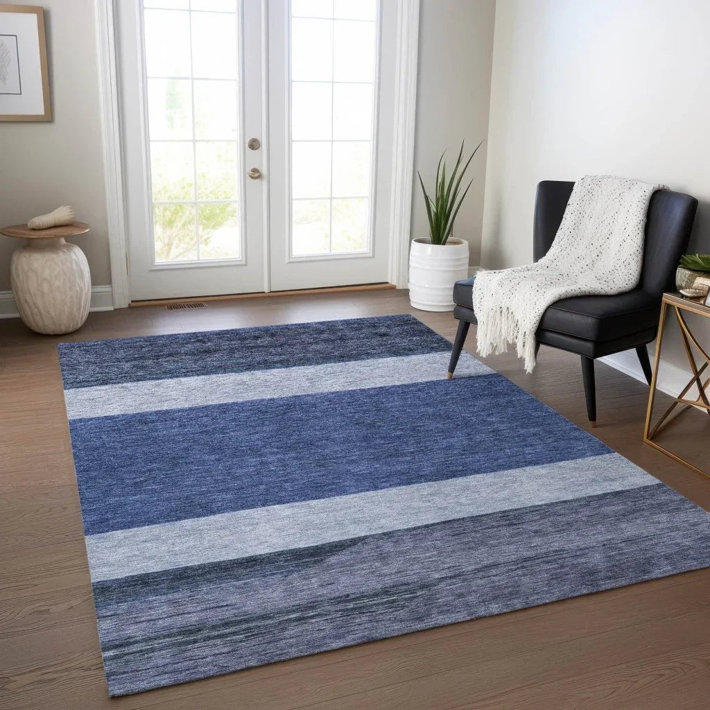LOOMLAN Rugs Chantissa Blue Washable Indoor-Outdoor Rug