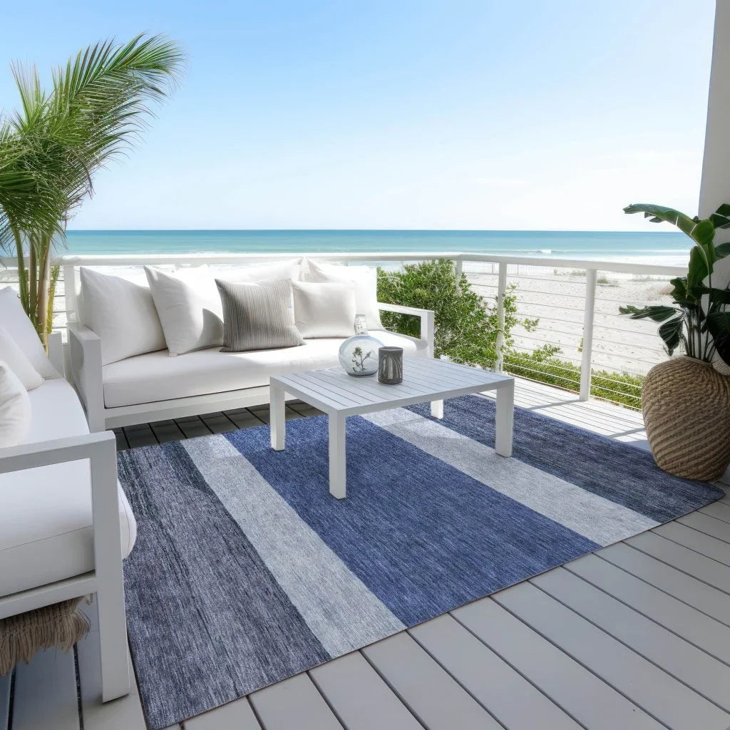LOOMLAN Rugs Chantissa Blue Washable Indoor-Outdoor Rug