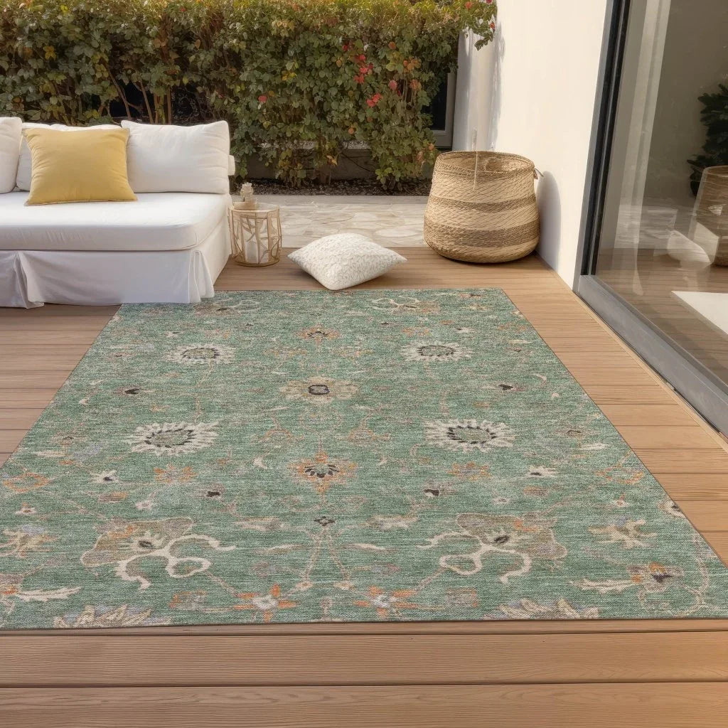 LOOMLAN Rugs Clara Green Washable Indoor-Outdoor Rug