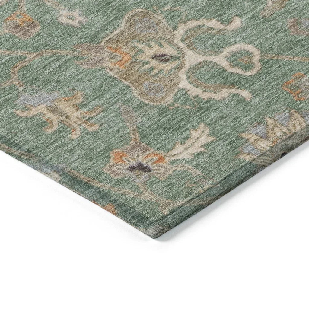 LOOMLAN Rugs Clara Green Washable Indoor-Outdoor Rug