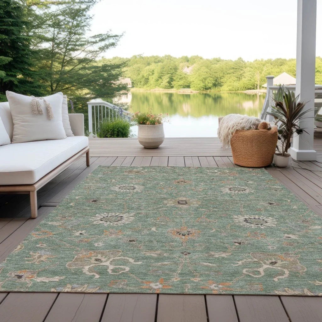 LOOMLAN Rugs Clara Green Washable Indoor-Outdoor Rug