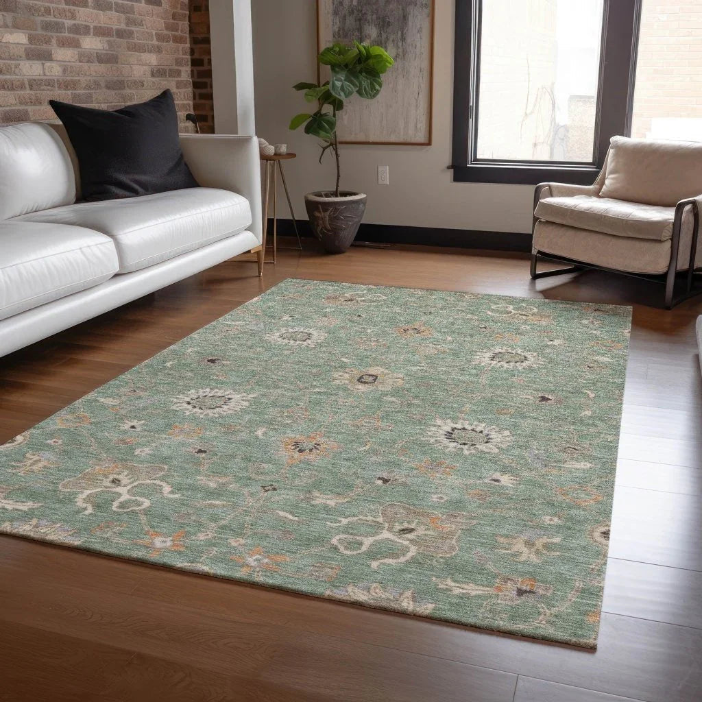 LOOMLAN Rugs Clara Green Washable Indoor-Outdoor Rug