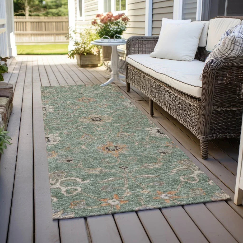 LOOMLAN Rugs Clara Green Washable Indoor-Outdoor Rug