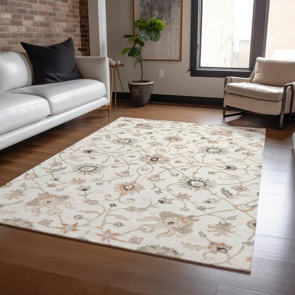 LOOMLAN Rugs Clara Ivory Washable Indoor-Outdoor Rug