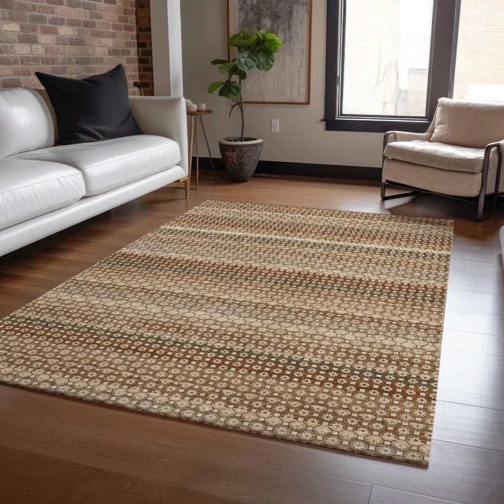 LOOMLAN Rugs Clarene Brown Washable Indoor-Outdoor Rug