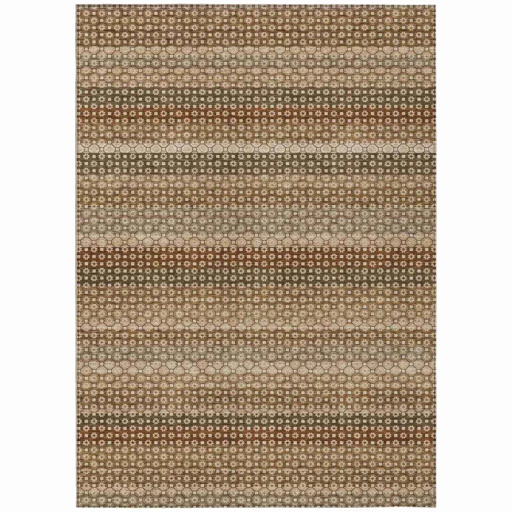 LOOMLAN Rugs Clarene Brown Washable Indoor-Outdoor Rug