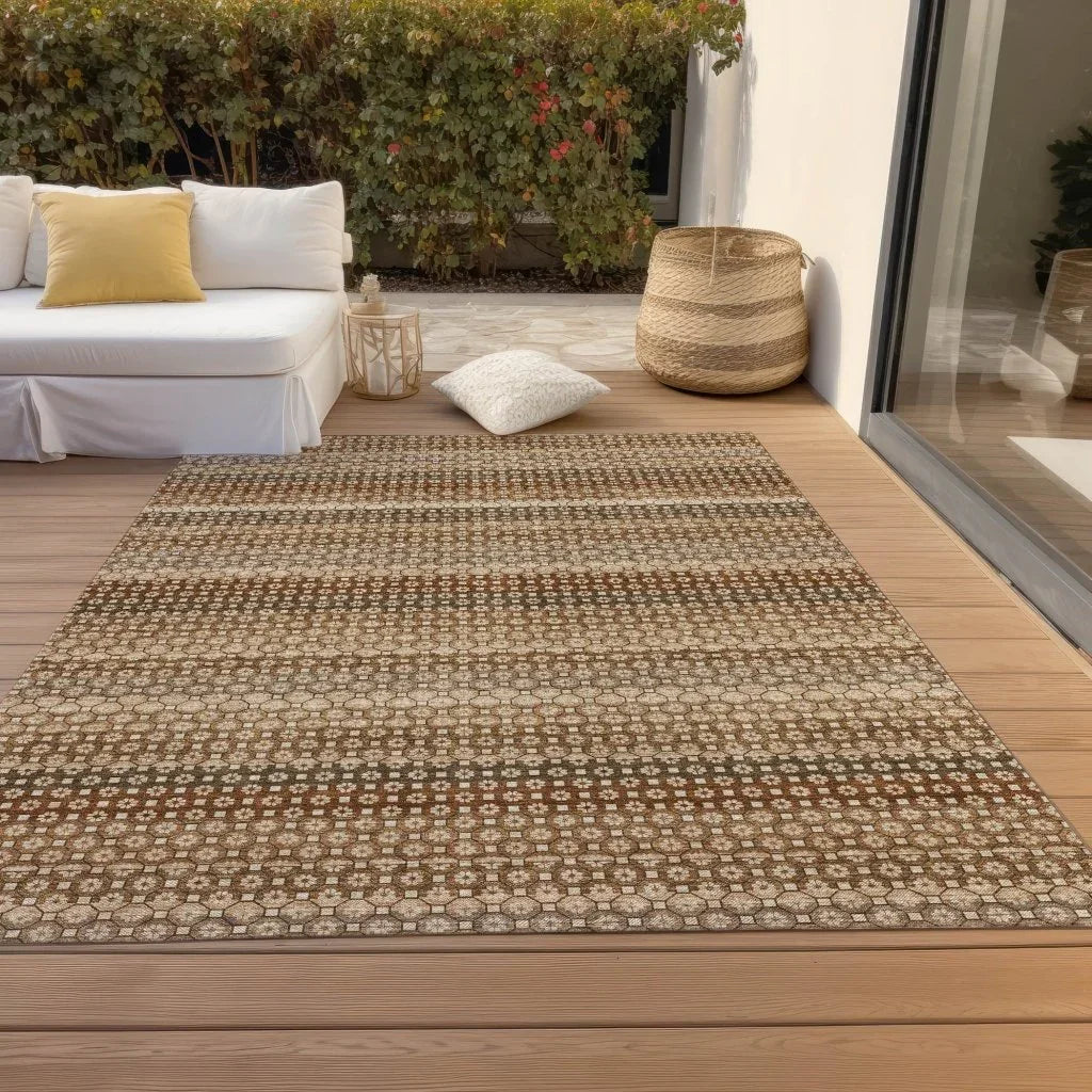 LOOMLAN Rugs Clarene Brown Washable Indoor-Outdoor Rug