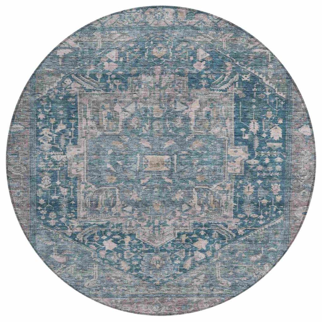 LOOMLAN Rugs Clarina Blue Washable Indoor-Outdoor Rug