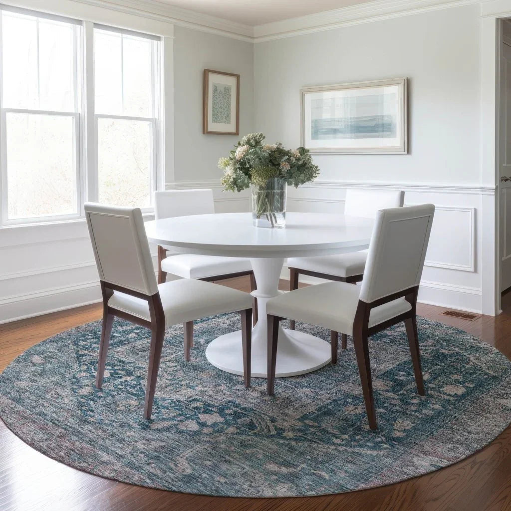 LOOMLAN Rugs Clarina Blue Washable Indoor-Outdoor Rug