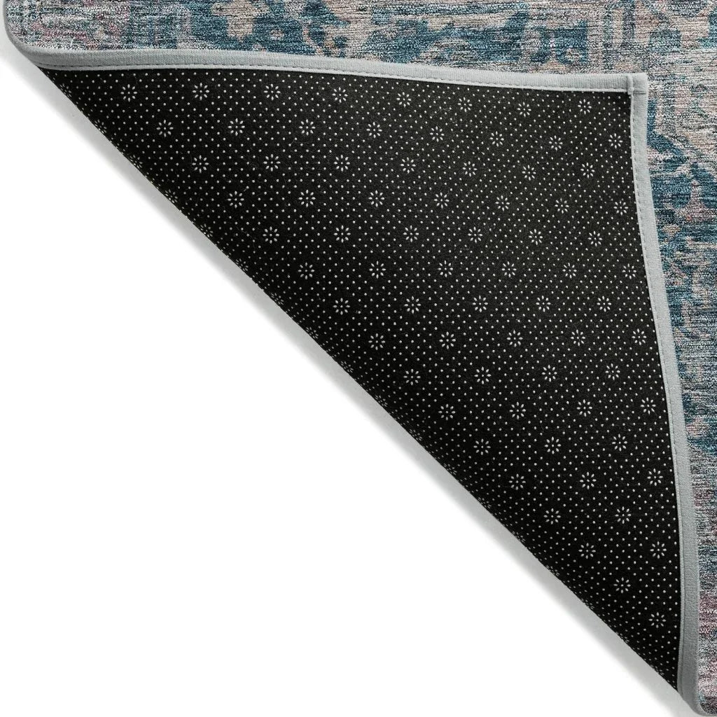LOOMLAN Rugs Clarina Blue Washable Indoor-Outdoor Rug