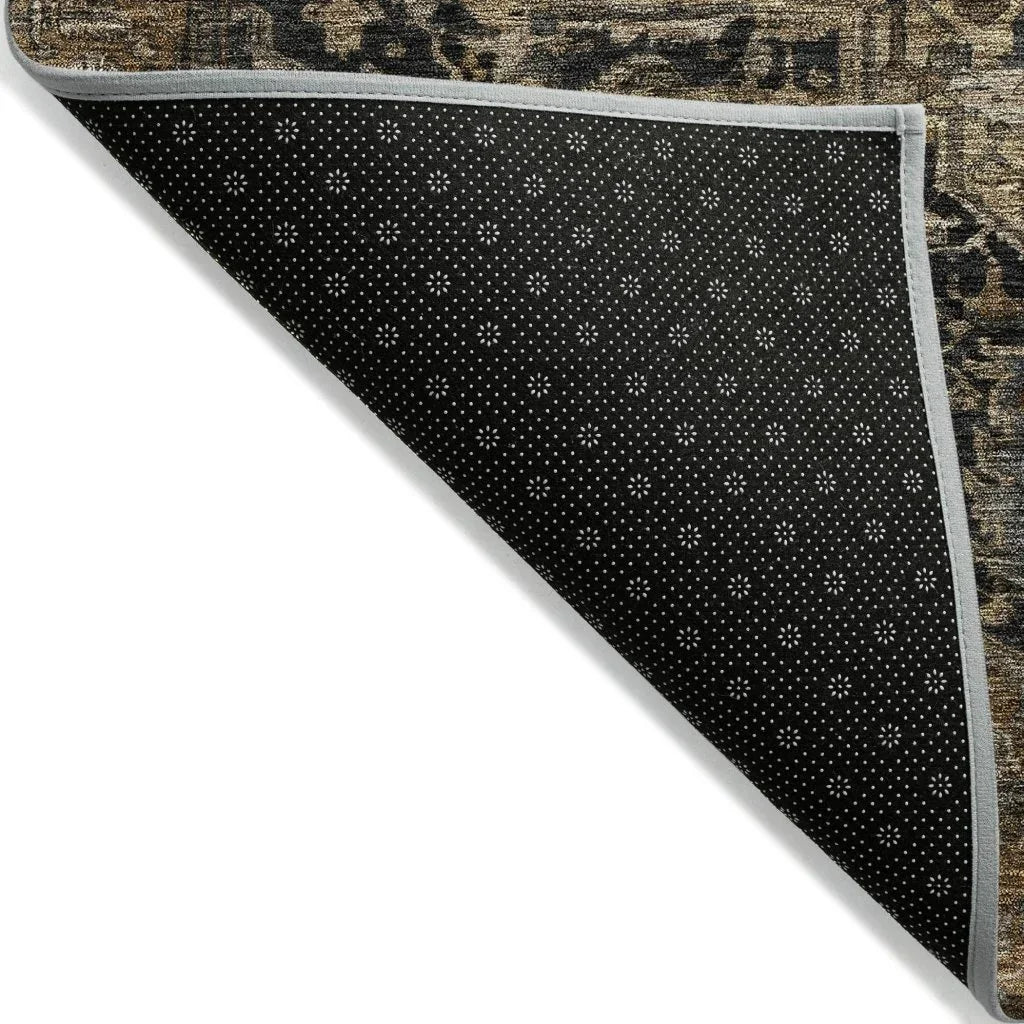 LOOMLAN Rugs Clarina Brown Washable Indoor-Outdoor Rug