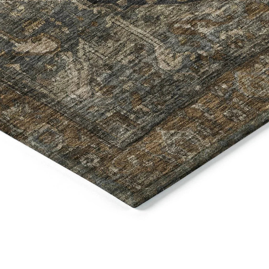 LOOMLAN Rugs Clarina Brown Washable Indoor-Outdoor Rug