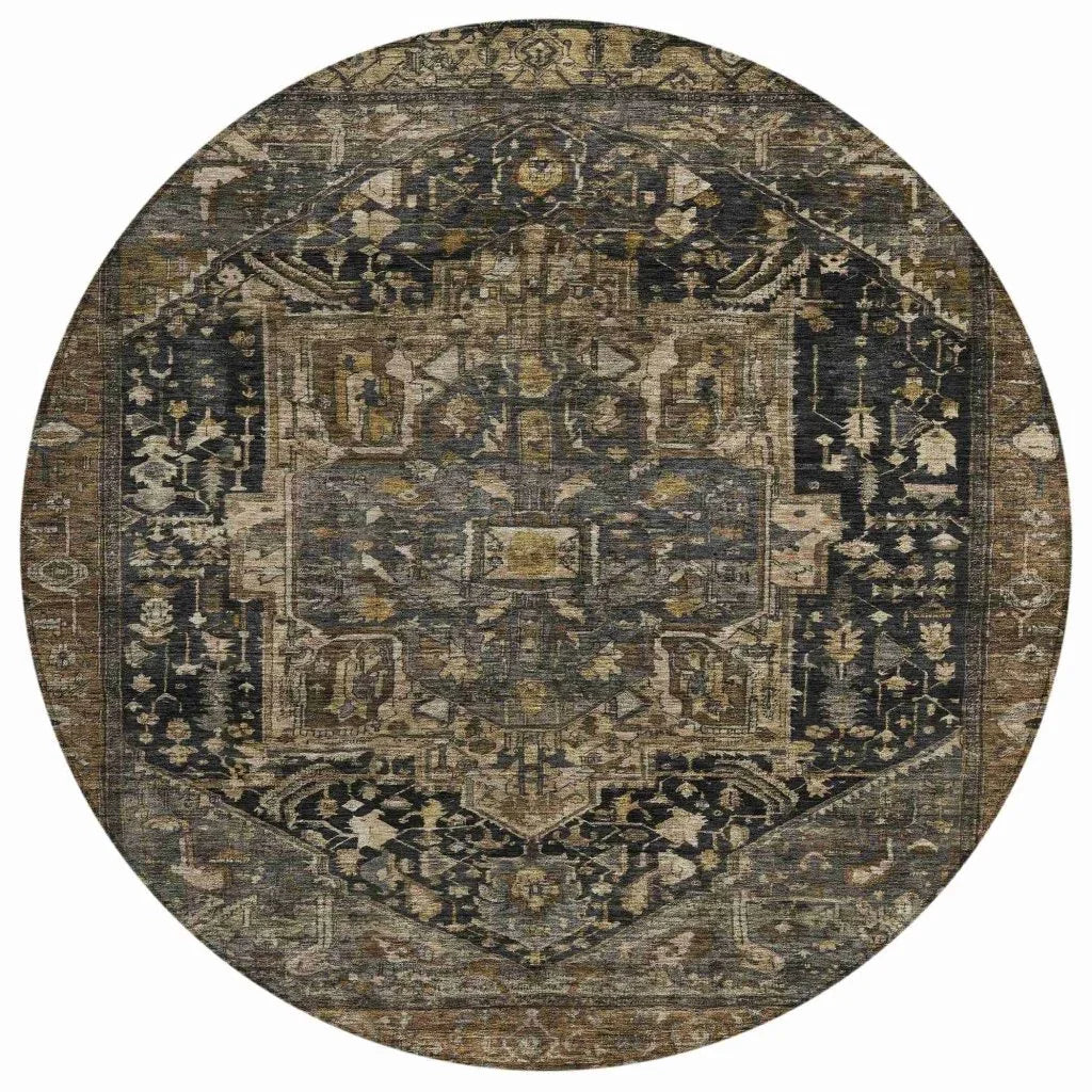 LOOMLAN Rugs Clarina Brown Washable Indoor-Outdoor Rug
