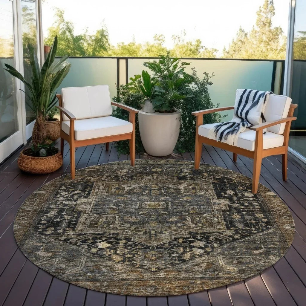 LOOMLAN Rugs Clarina Brown Washable Indoor-Outdoor Rug