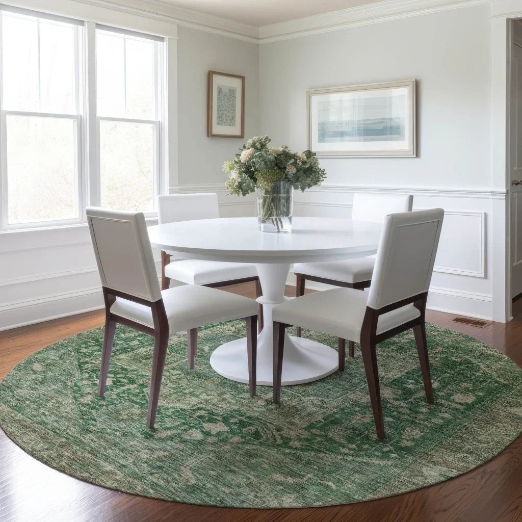 LOOMLAN Rugs Clarina Emerald Washable Indoor-Outdoor Rug