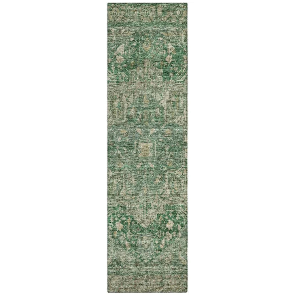LOOMLAN Rugs Clarina Emerald Washable Indoor-Outdoor Rug