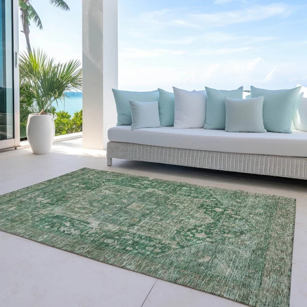 LOOMLAN Rugs Clarina Emerald Washable Indoor-Outdoor Rug