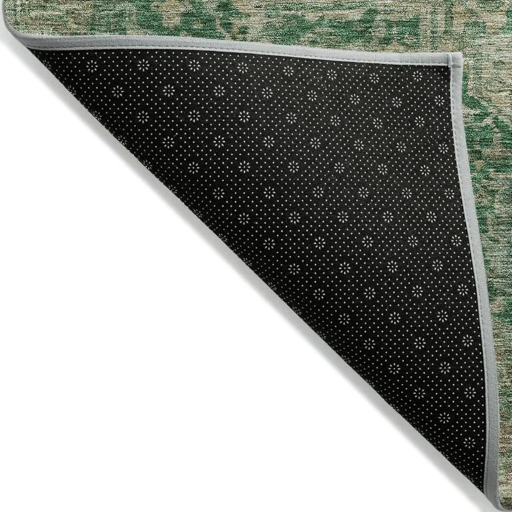 LOOMLAN Rugs Clarina Emerald Washable Indoor-Outdoor Rug