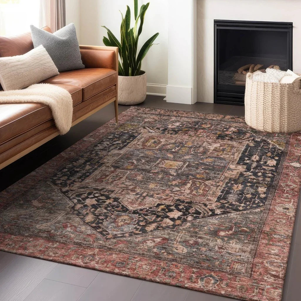 LOOMLAN Rugs Clarina Gray Washable Indoor-Outdoor Rug