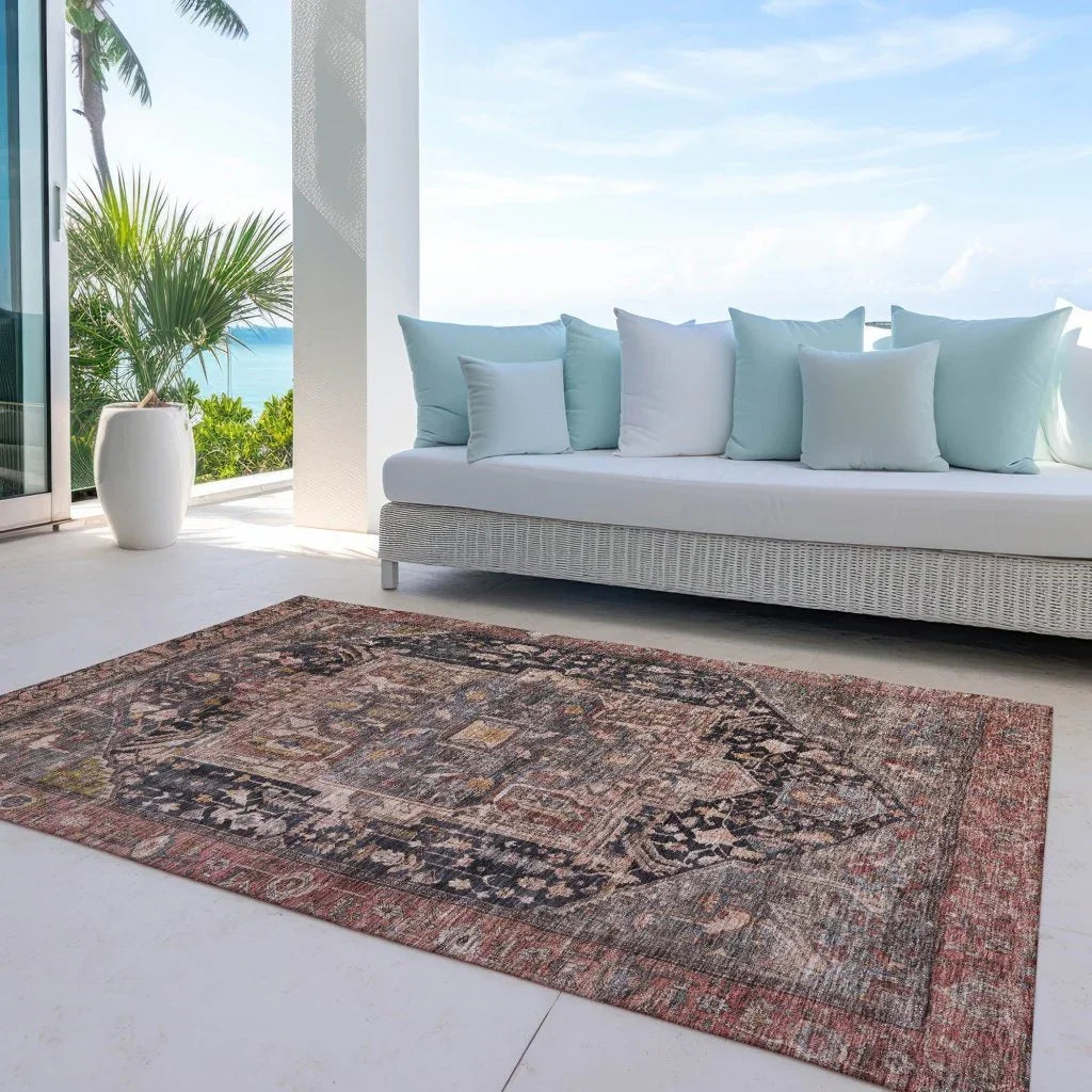 LOOMLAN Rugs Clarina Gray Washable Indoor-Outdoor Rug