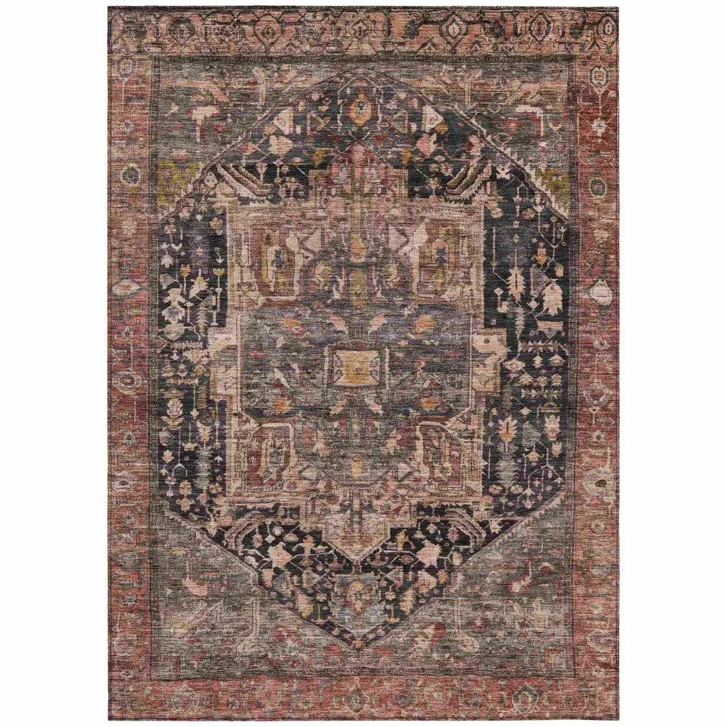 LOOMLAN Rugs Clarina Gray Washable Indoor-Outdoor Rug