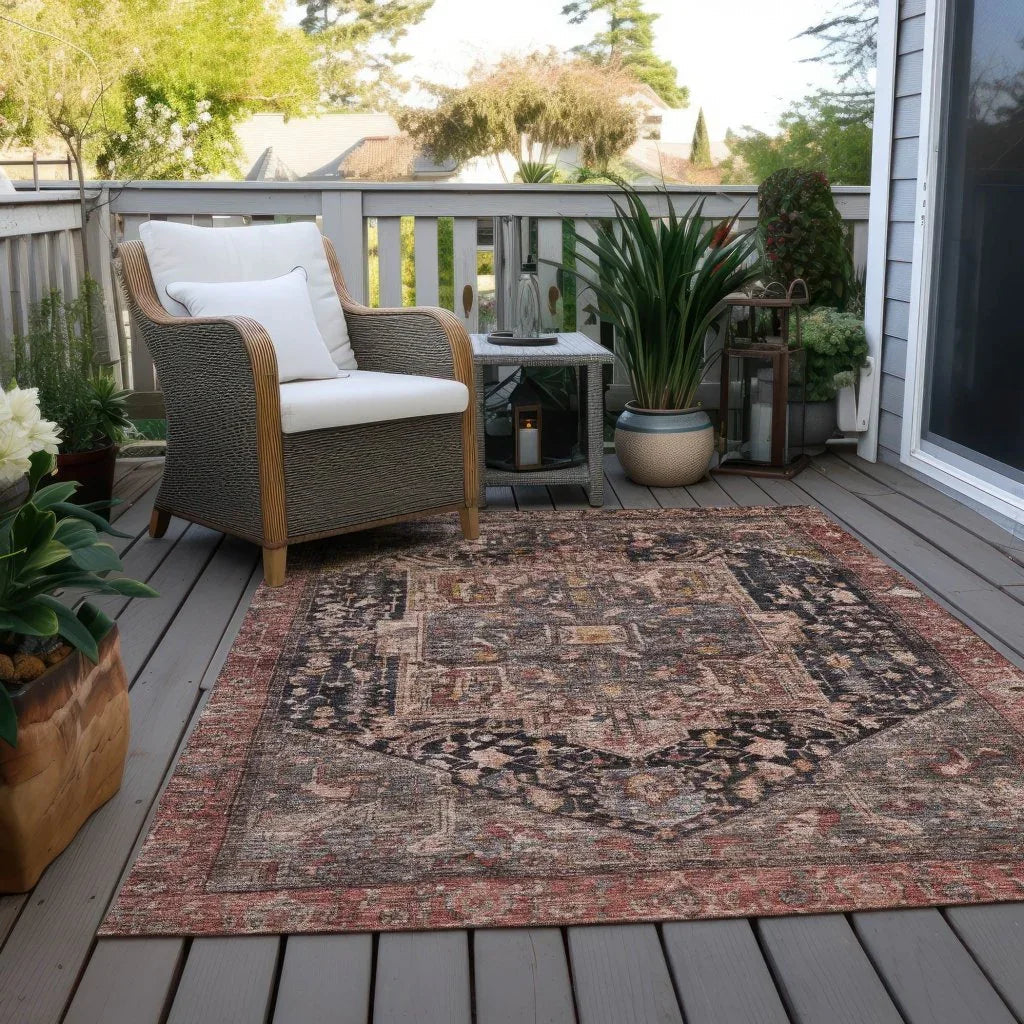 LOOMLAN Rugs Clarina Gray Washable Indoor-Outdoor Rug