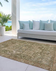 LOOMLAN Rugs Clarina Green Washable Indoor-Outdoor Rug