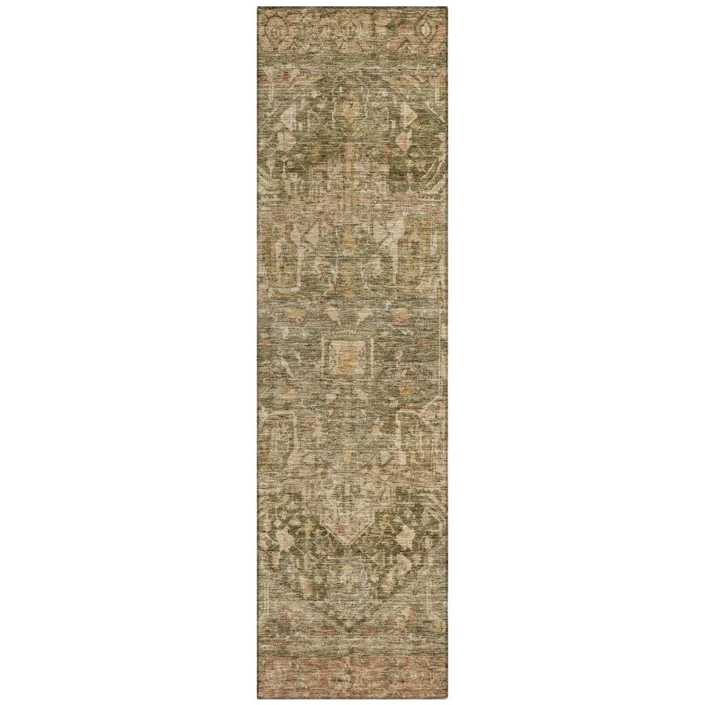 LOOMLAN Rugs Clarina Green Washable Indoor-Outdoor Rug