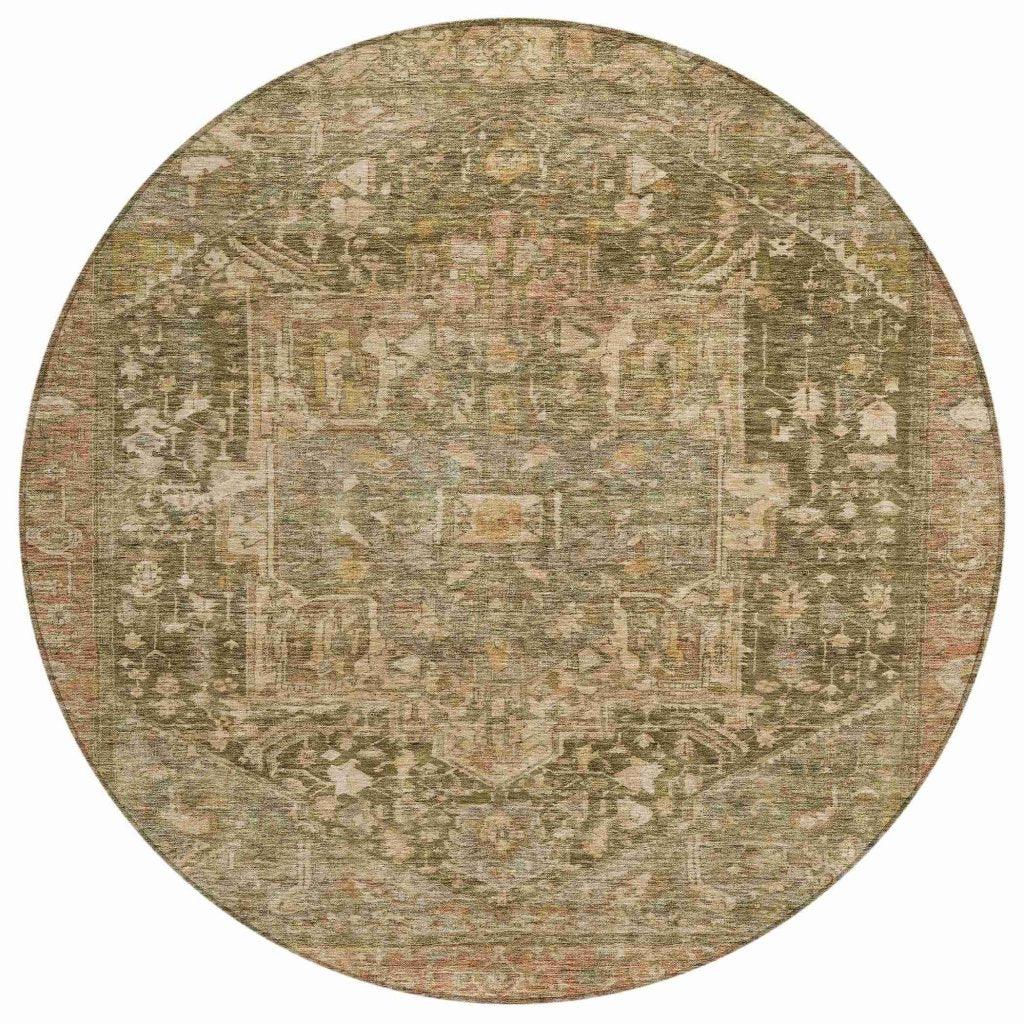 LOOMLAN Rugs Clarina Green Washable Indoor-Outdoor Rug