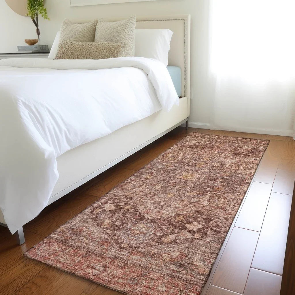 LOOMLAN Rugs Clarina Red Washable Indoor-Outdoor Rug