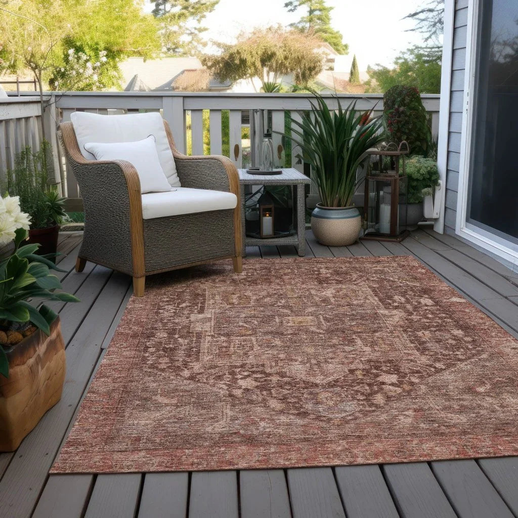 LOOMLAN Rugs Clarina Red Washable Indoor-Outdoor Rug