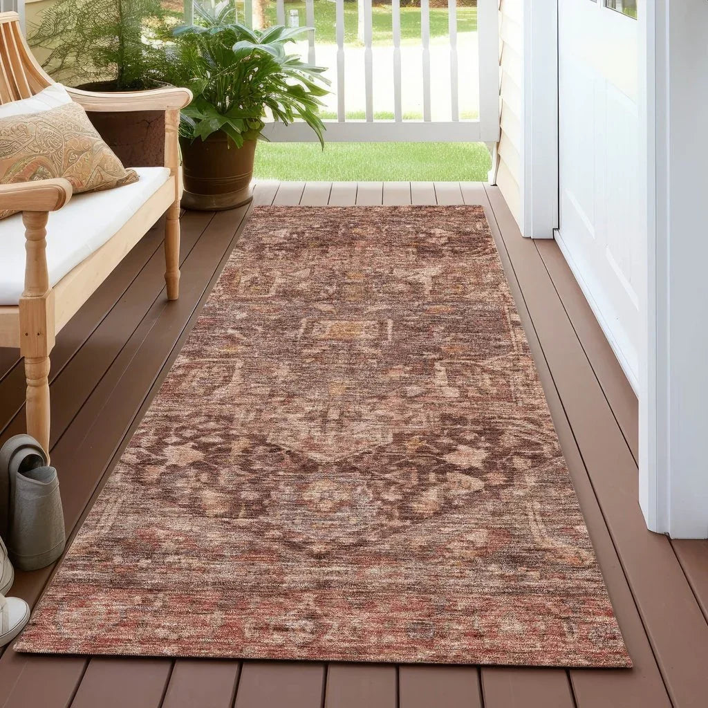 LOOMLAN Rugs Clarina Red Washable Indoor-Outdoor Rug