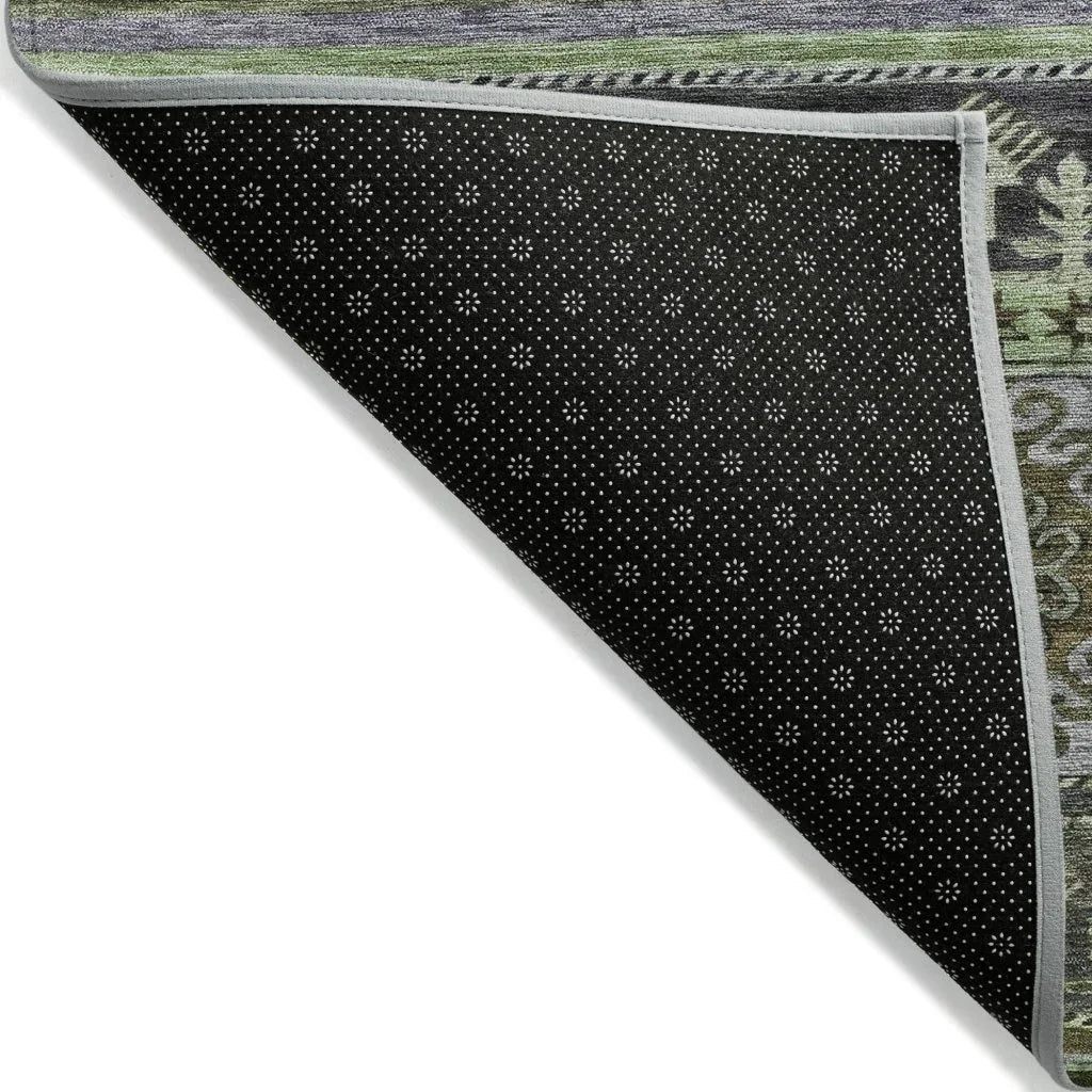 LOOMLAN Rugs Claritha Green Washable Indoor-Outdoor Rug