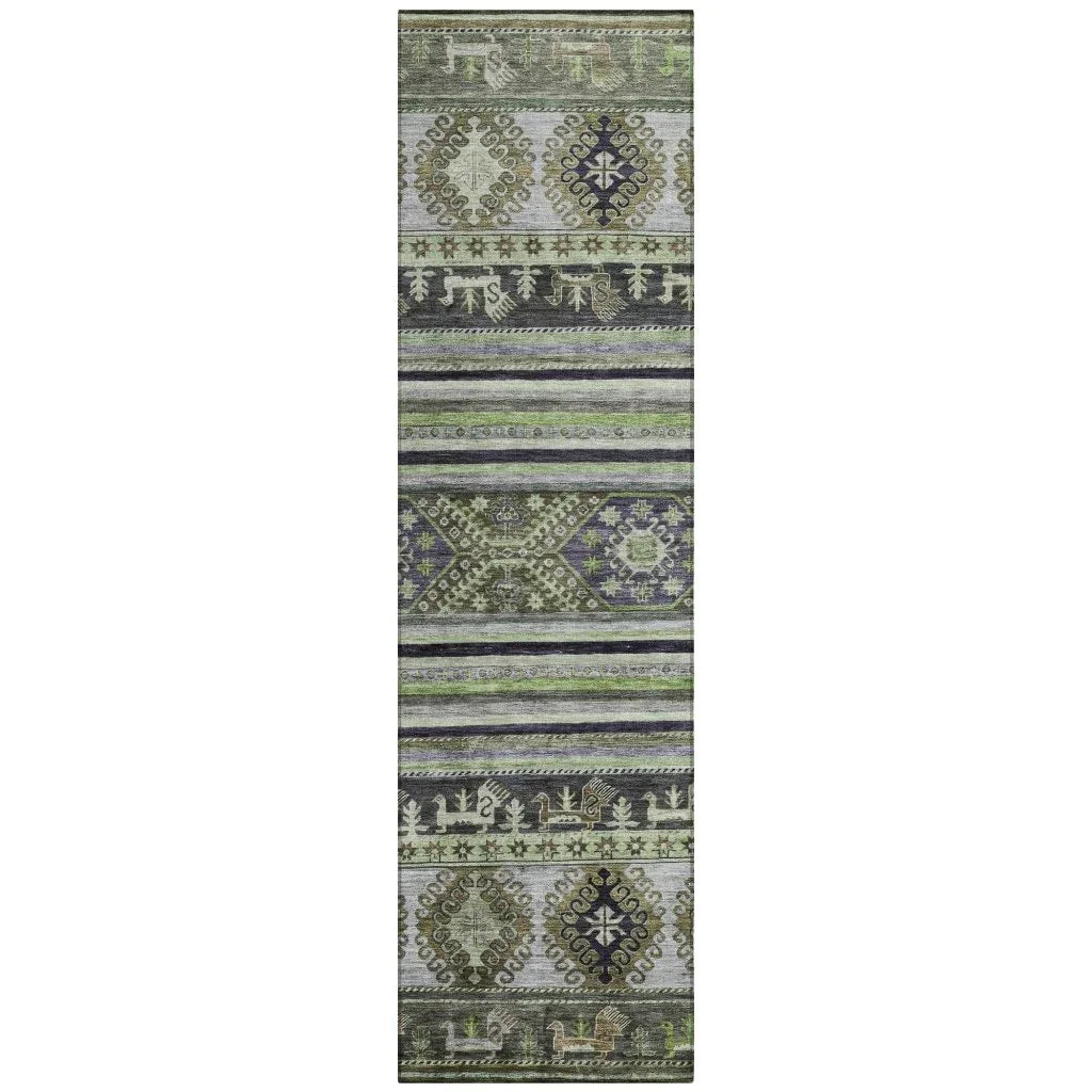 LOOMLAN Rugs Claritha Green Washable Indoor-Outdoor Rug