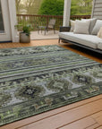 LOOMLAN Rugs Claritha Green Washable Indoor-Outdoor Rug