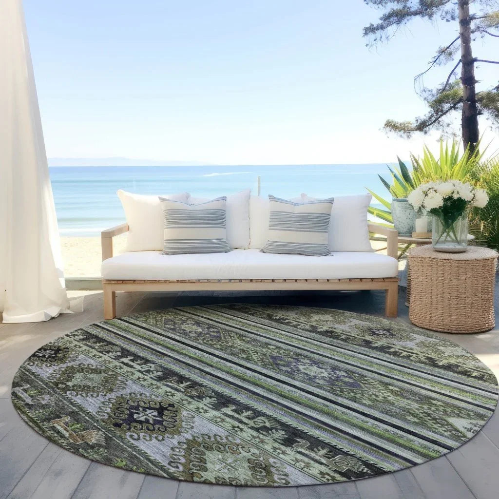 LOOMLAN Rugs Claritha Green Washable Indoor-Outdoor Rug