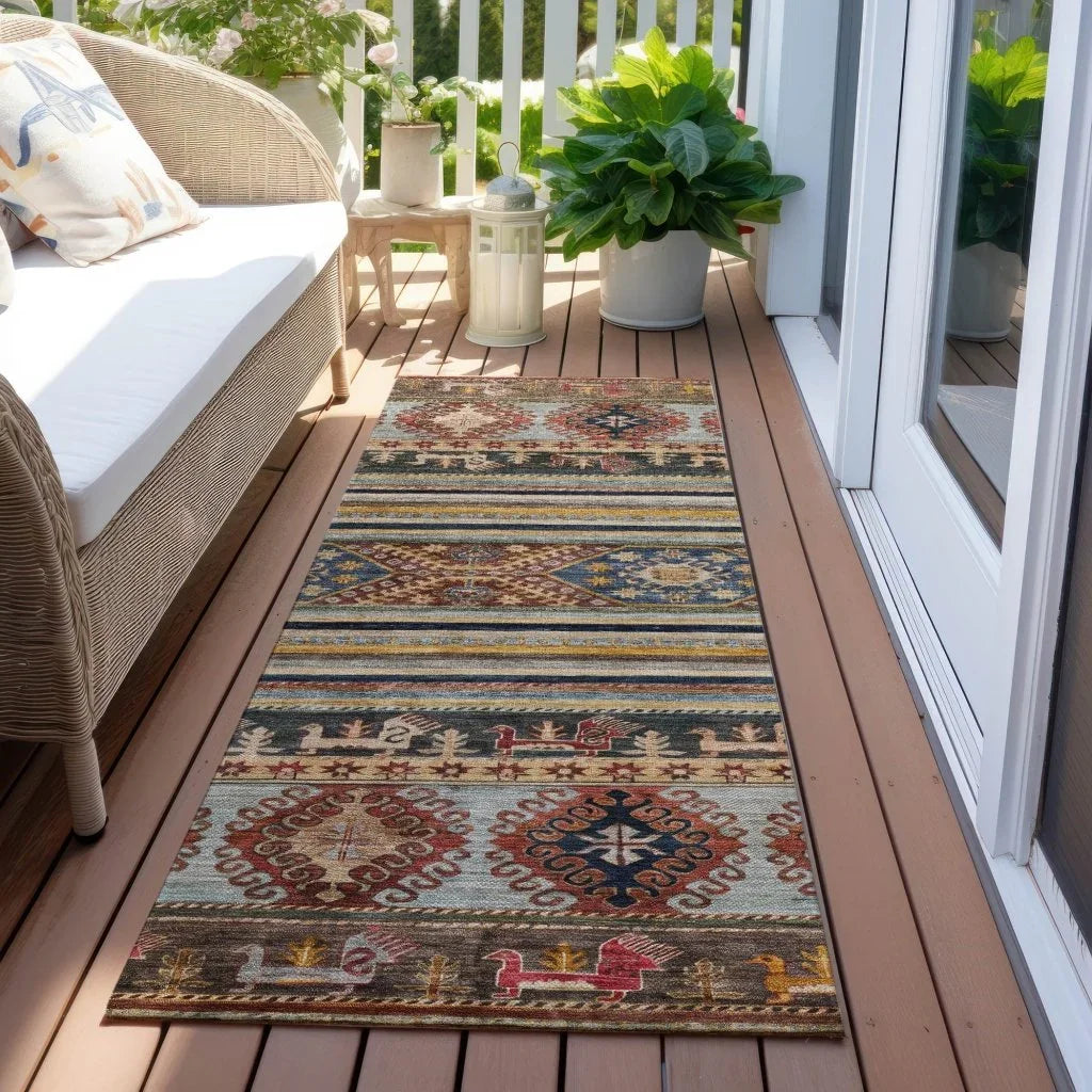 LOOMLAN Rugs Claritha Orange Washable Indoor-Outdoor Rug
