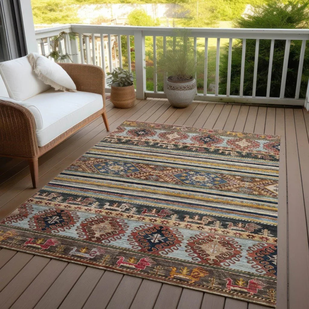 LOOMLAN Rugs Claritha Orange Washable Indoor-Outdoor Rug