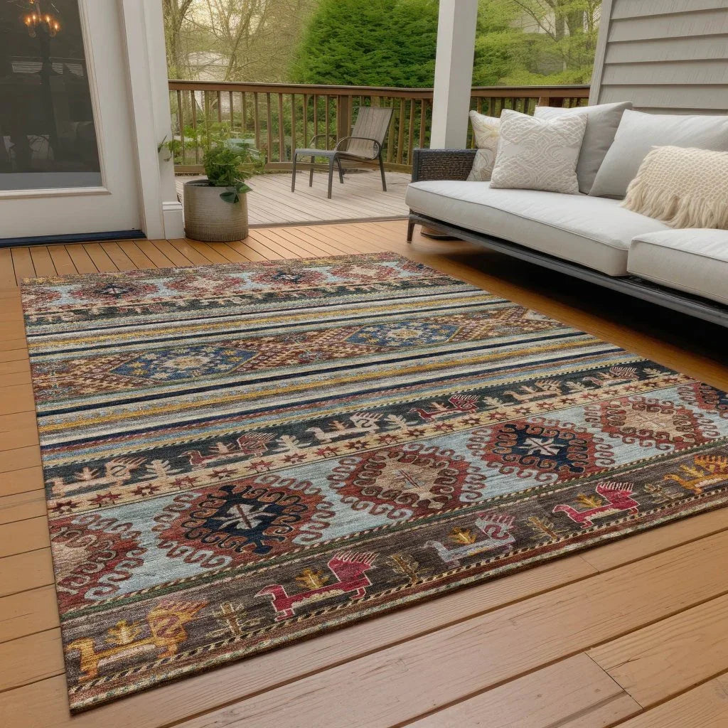 LOOMLAN Rugs Claritha Orange Washable Indoor-Outdoor Rug
