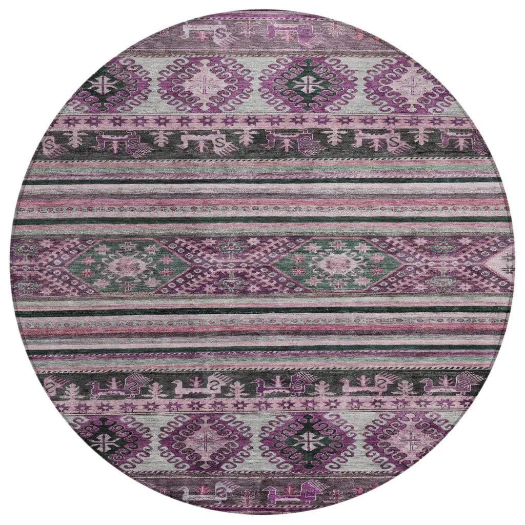 LOOMLAN Rugs Claritha Purple Washable Indoor-Outdoor Rug