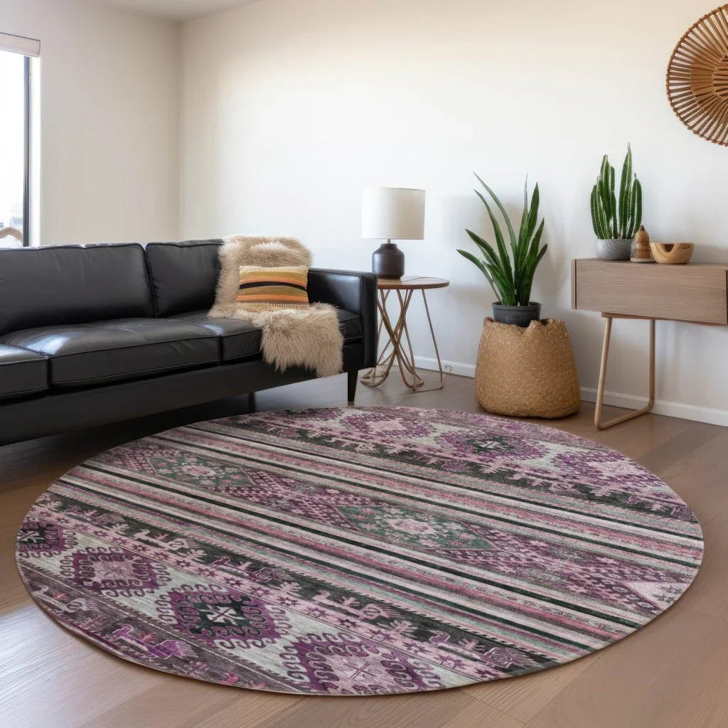LOOMLAN Rugs Claritha Purple Washable Indoor-Outdoor Rug