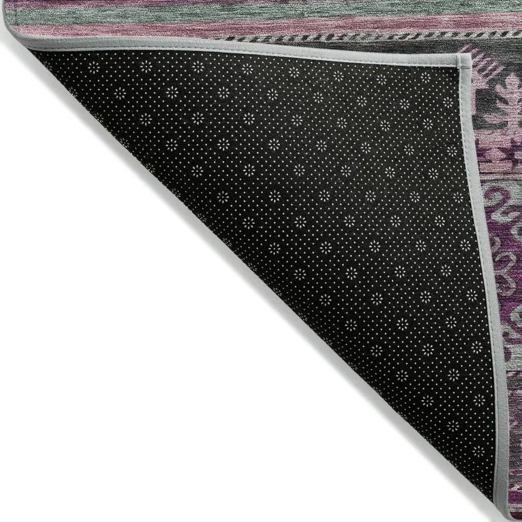 LOOMLAN Rugs Claritha Purple Washable Indoor-Outdoor Rug