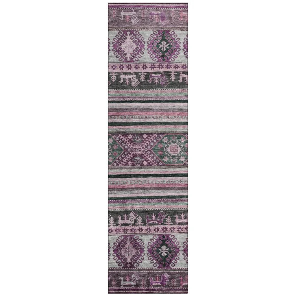 LOOMLAN Rugs Claritha Purple Washable Indoor-Outdoor Rug