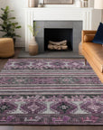LOOMLAN Rugs Claritha Purple Washable Indoor-Outdoor Rug