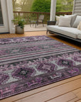 LOOMLAN Rugs Claritha Purple Washable Indoor-Outdoor Rug