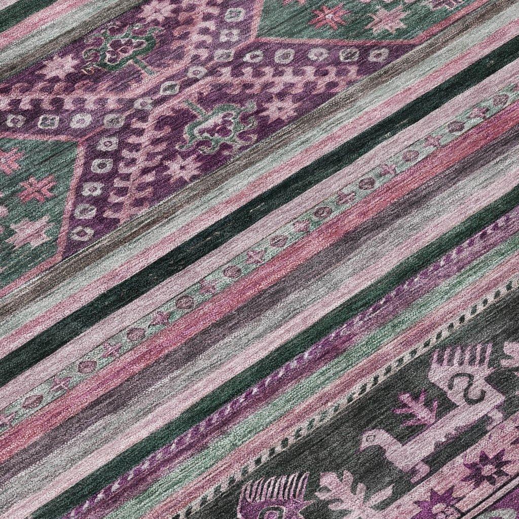 LOOMLAN Rugs Claritha Purple Washable Indoor-Outdoor Rug